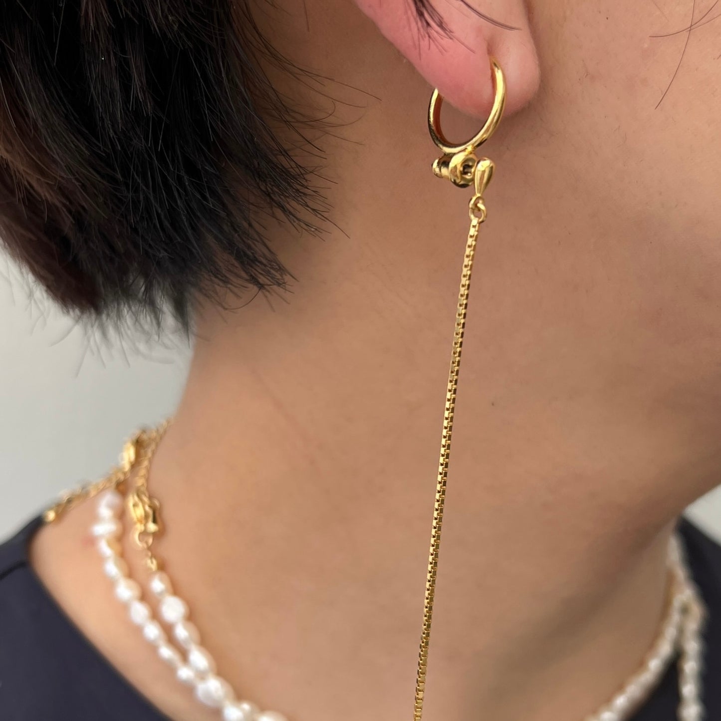 [ gold chain ] long-length piercings