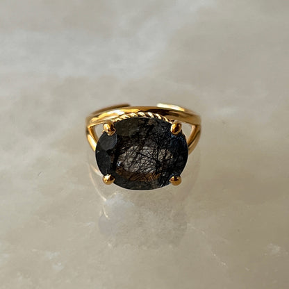 [ tourmaline quartz (dark) ] reine -pinky gold