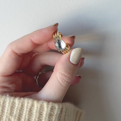 [ mirror glass stone ] trois gold
