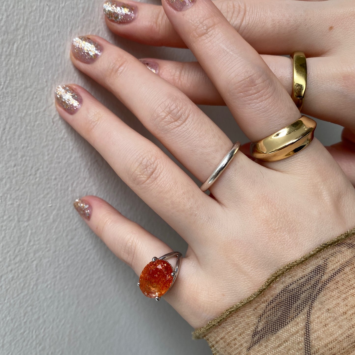 [ sun stone  ] reine -pinky silver
