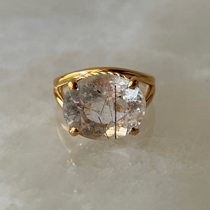 [ tourmaline quartz (clear) ] reine -pinky gold