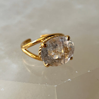 [ tourmaline quartz (clear) ] reine -pinky gold