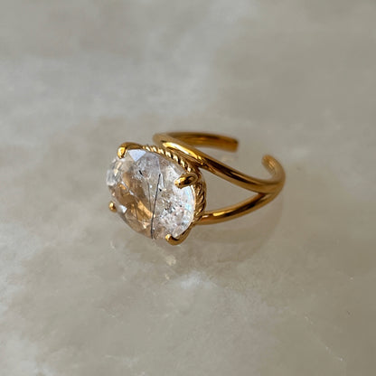 [ tourmaline quartz (clear) ] reine -pinky gold