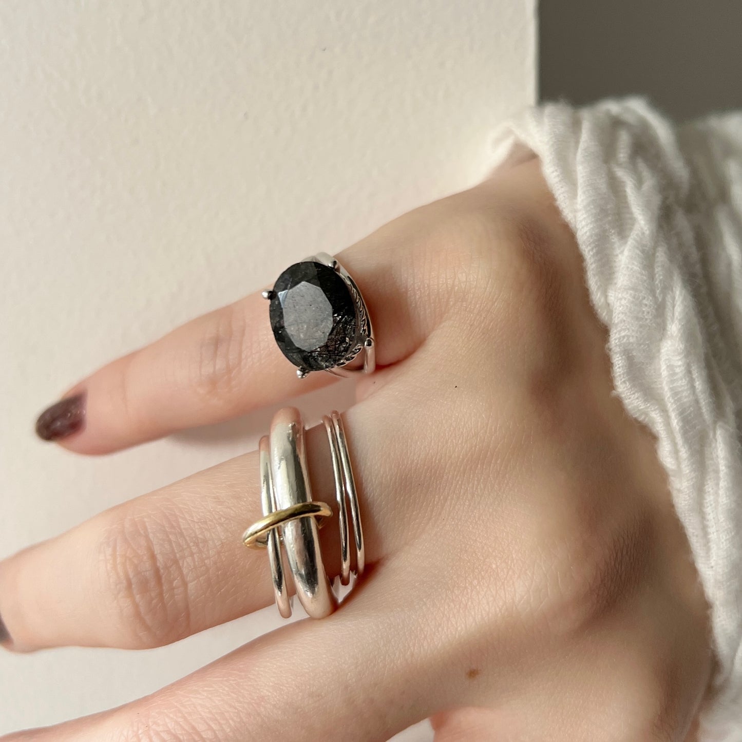 [ tourmaline quartz (dark) ] reine -pinky silver