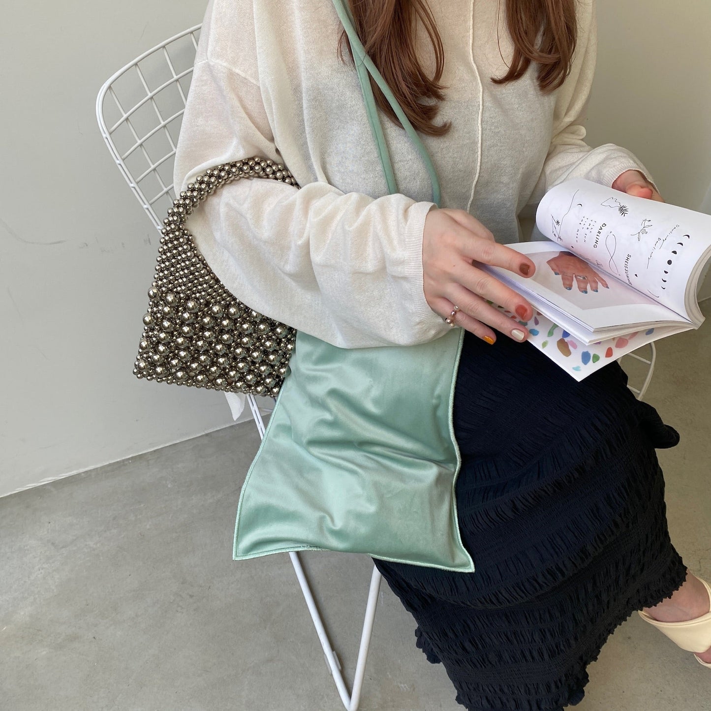 [ velor mint ] long handle tote bag