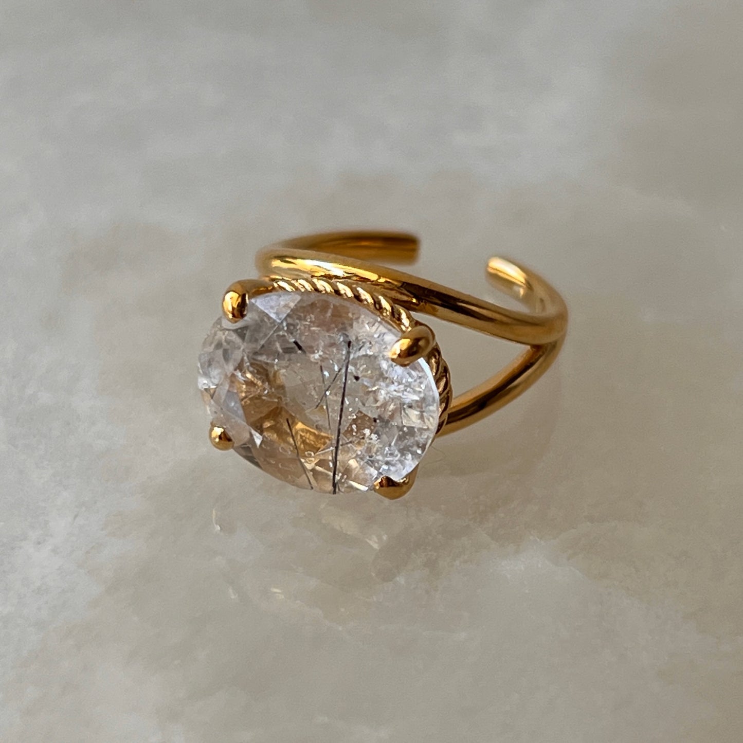 [ tourmaline quartz (clear) ] reine -pinky gold