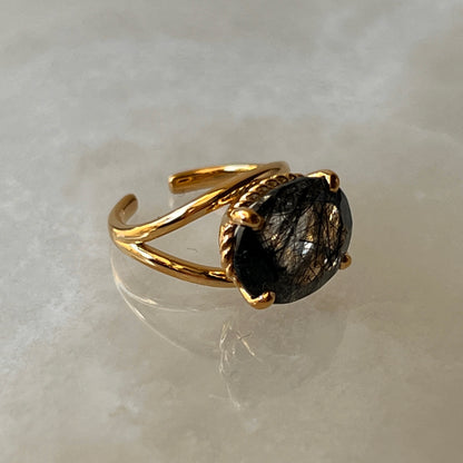 [ tourmaline quartz (dark) ] reine -pinky gold