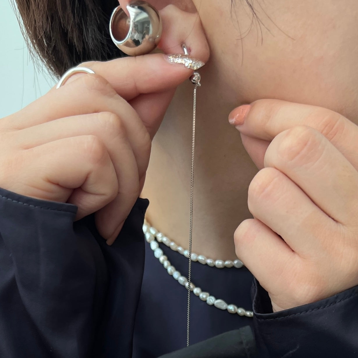 [ silver chain ] long-length piercings