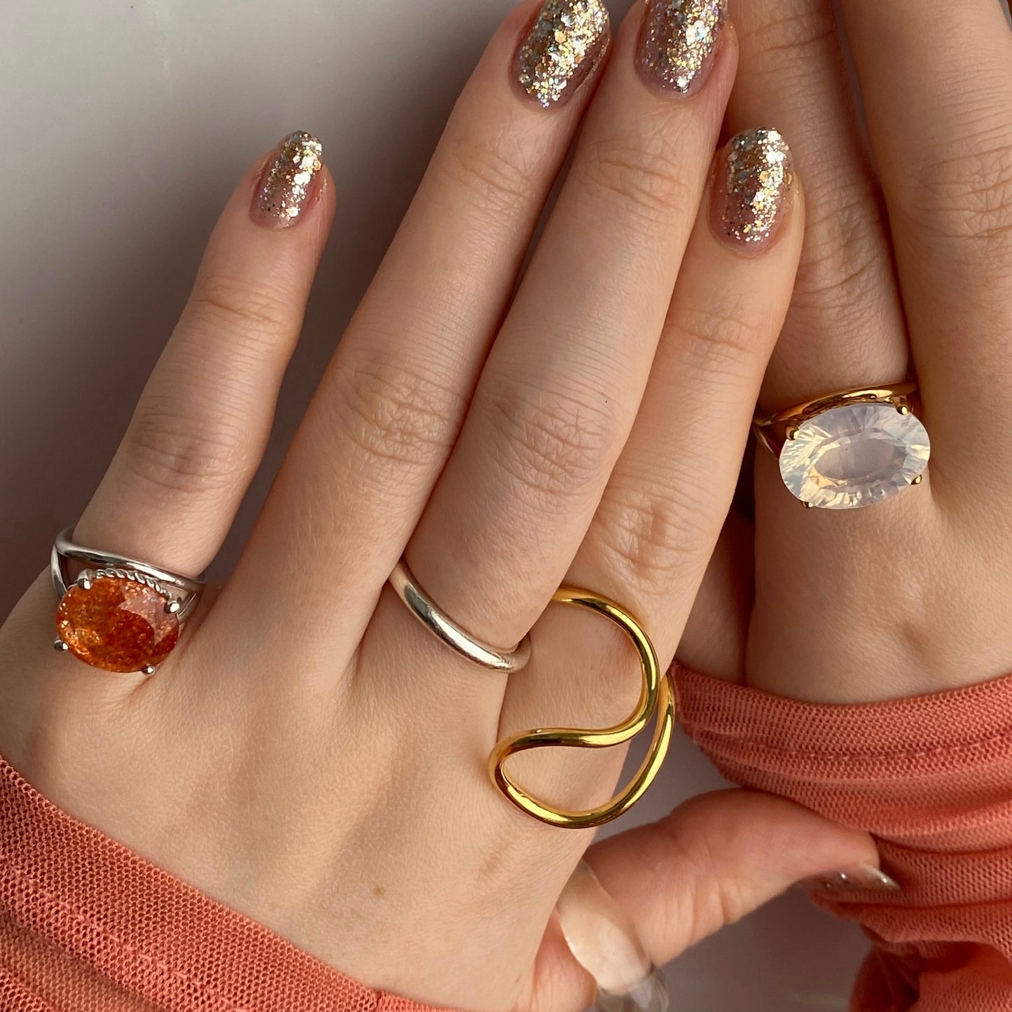 [ sun stone  ] reine -pinky silver