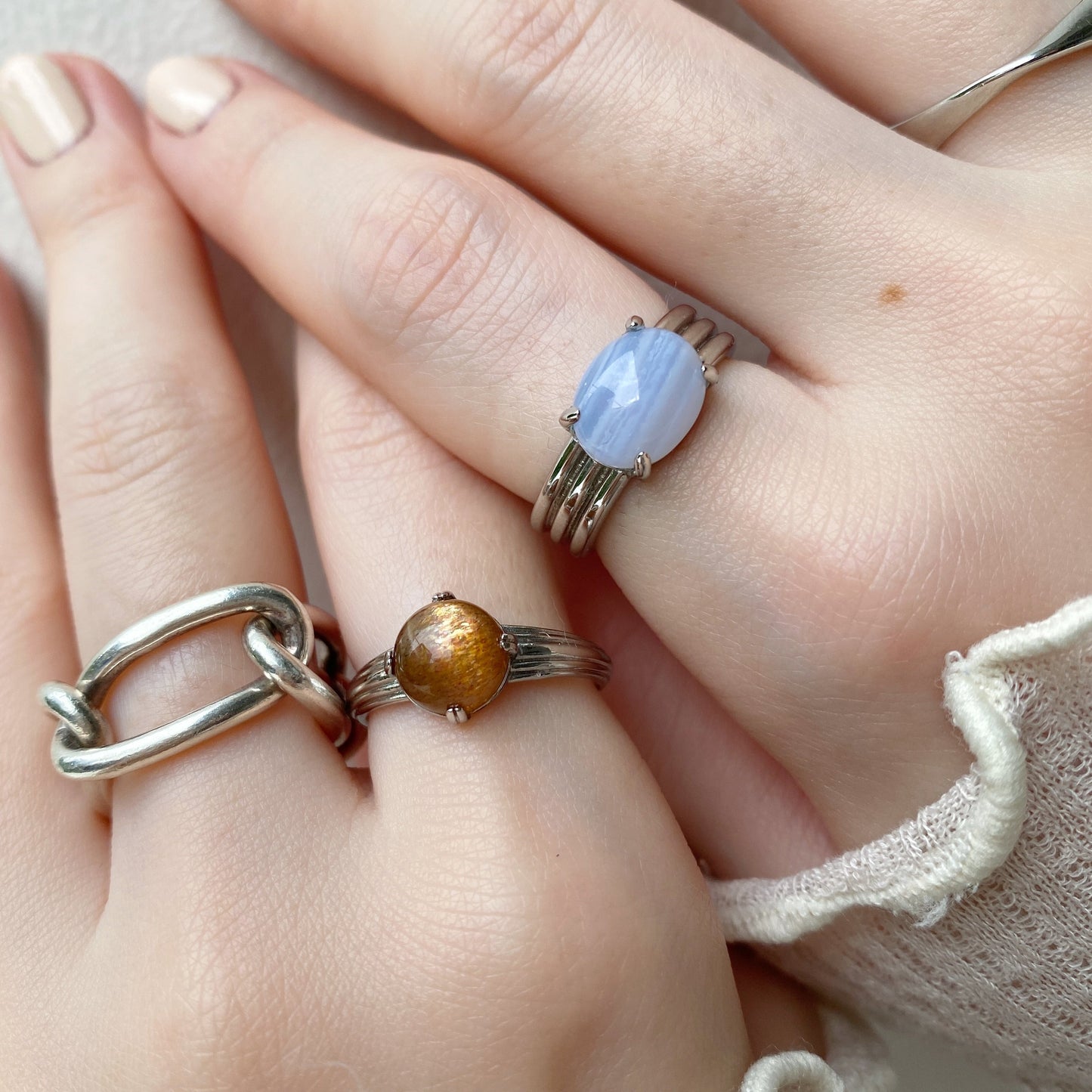 [ blue lace agate ] trois silver