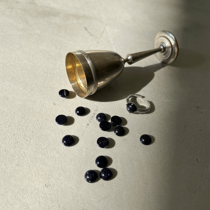 [ blue gold stone ]  croissant silver