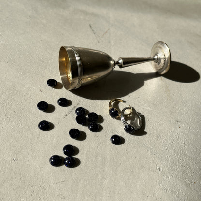 [ blue gold stone ]  croissant silver