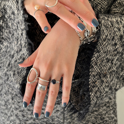 [ blue gold stone ]  croissant silver