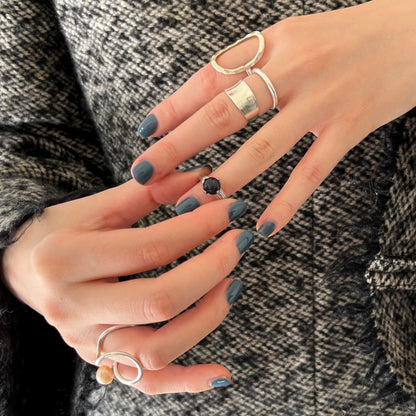 [ blue gold stone ]  croissant silver