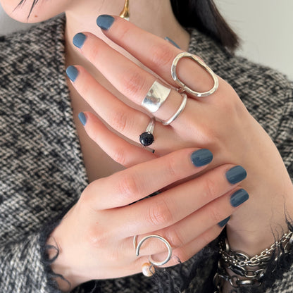 [ blue gold stone ]  croissant silver