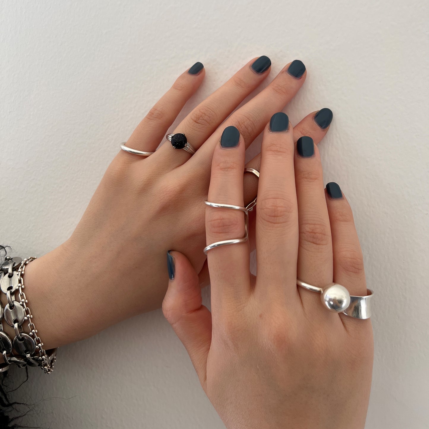 [ blue gold stone ]  croissant silver