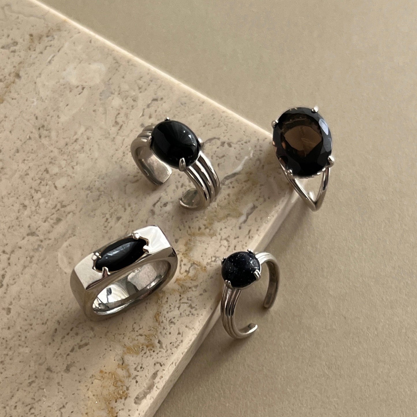 [ blue gold stone ]  croissant silver