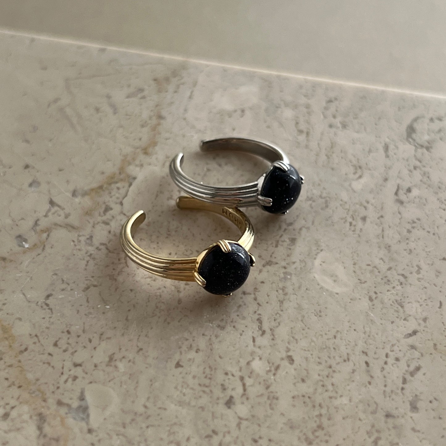 [ blue gold stone ]  croissant silver