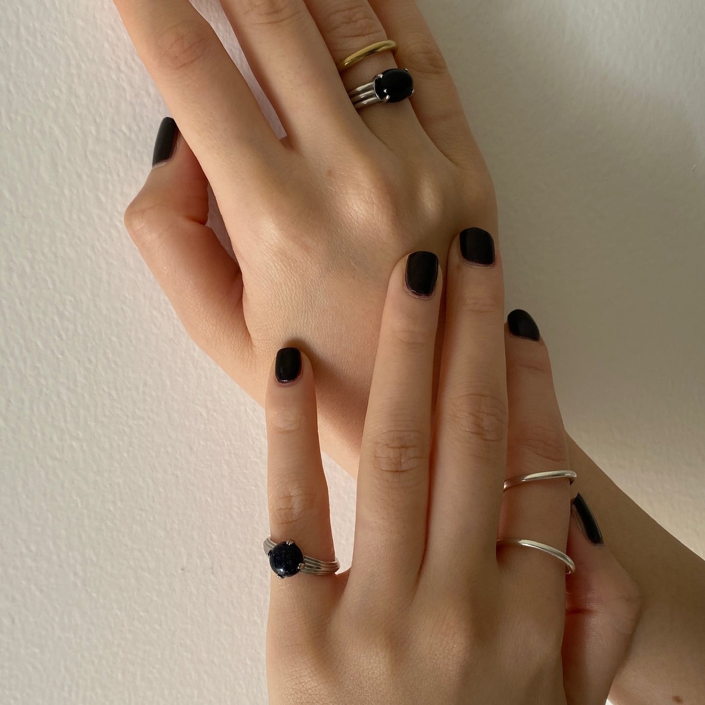 [ blue gold stone ]  croissant silver