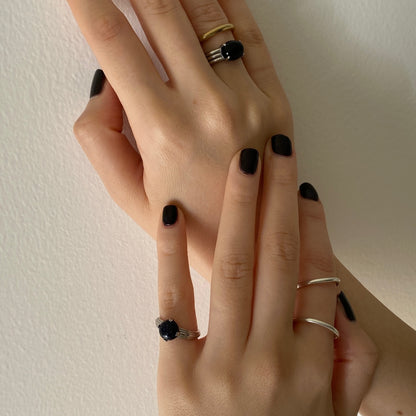 [ blue gold stone ]  croissant silver