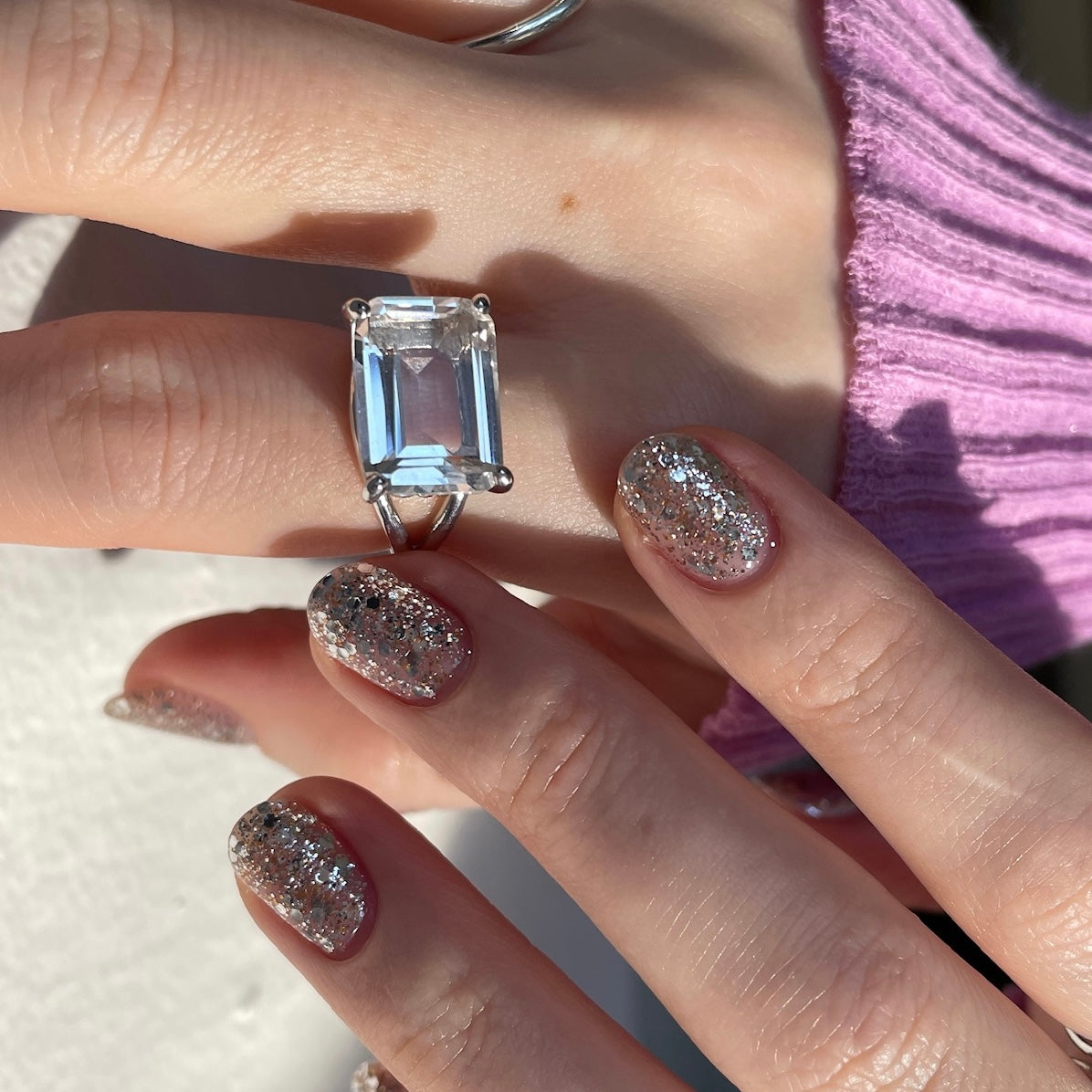 [ crystal ] reine silver - rectangle