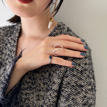 [ blue gold stone ]  croissant silver