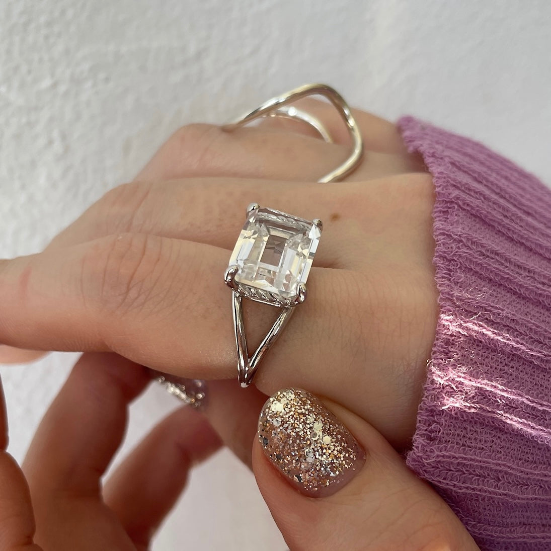 [ crystal ] reine silver - rectangle