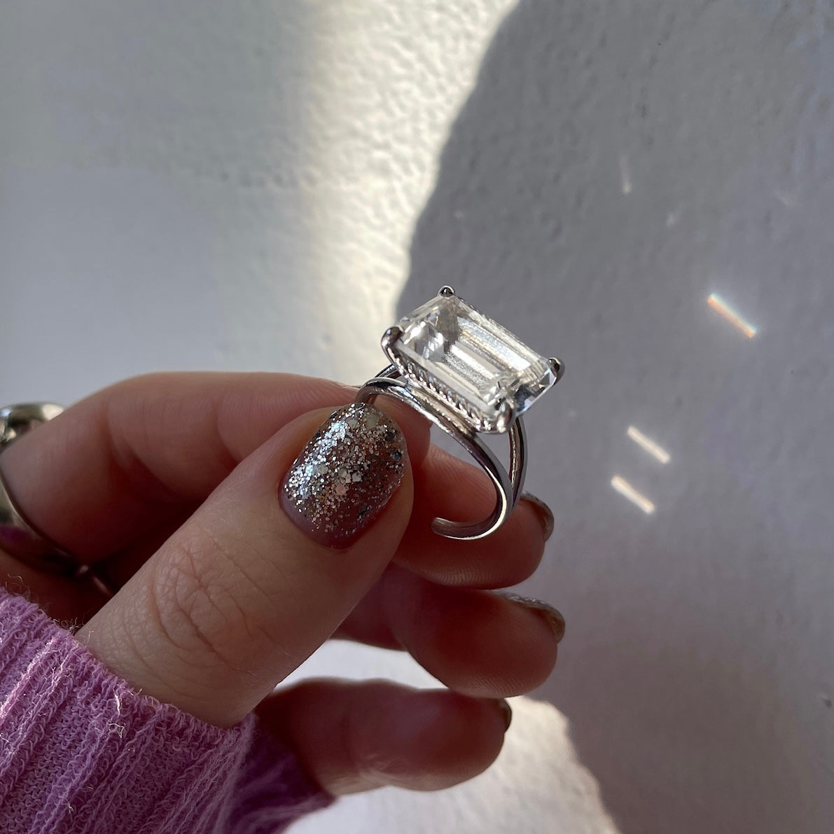 [ crystal ] reine silver - rectangle