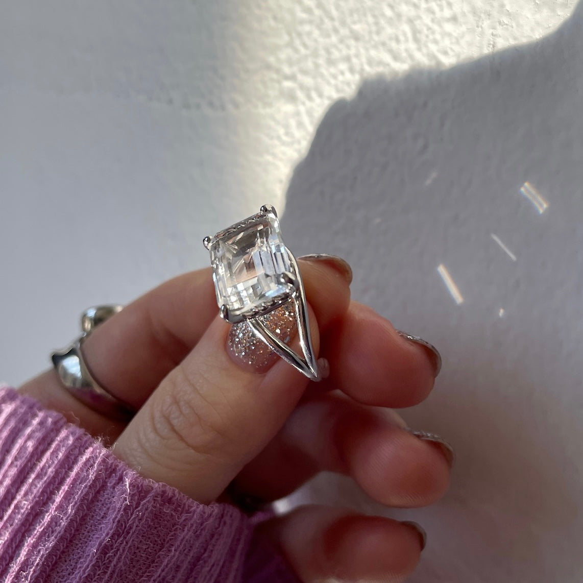 [ crystal ] reine silver - rectangle