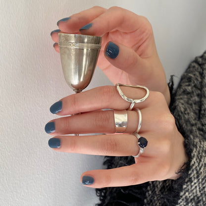 [ blue gold stone ]  croissant silver