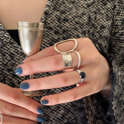 [ blue gold stone ]  croissant silver