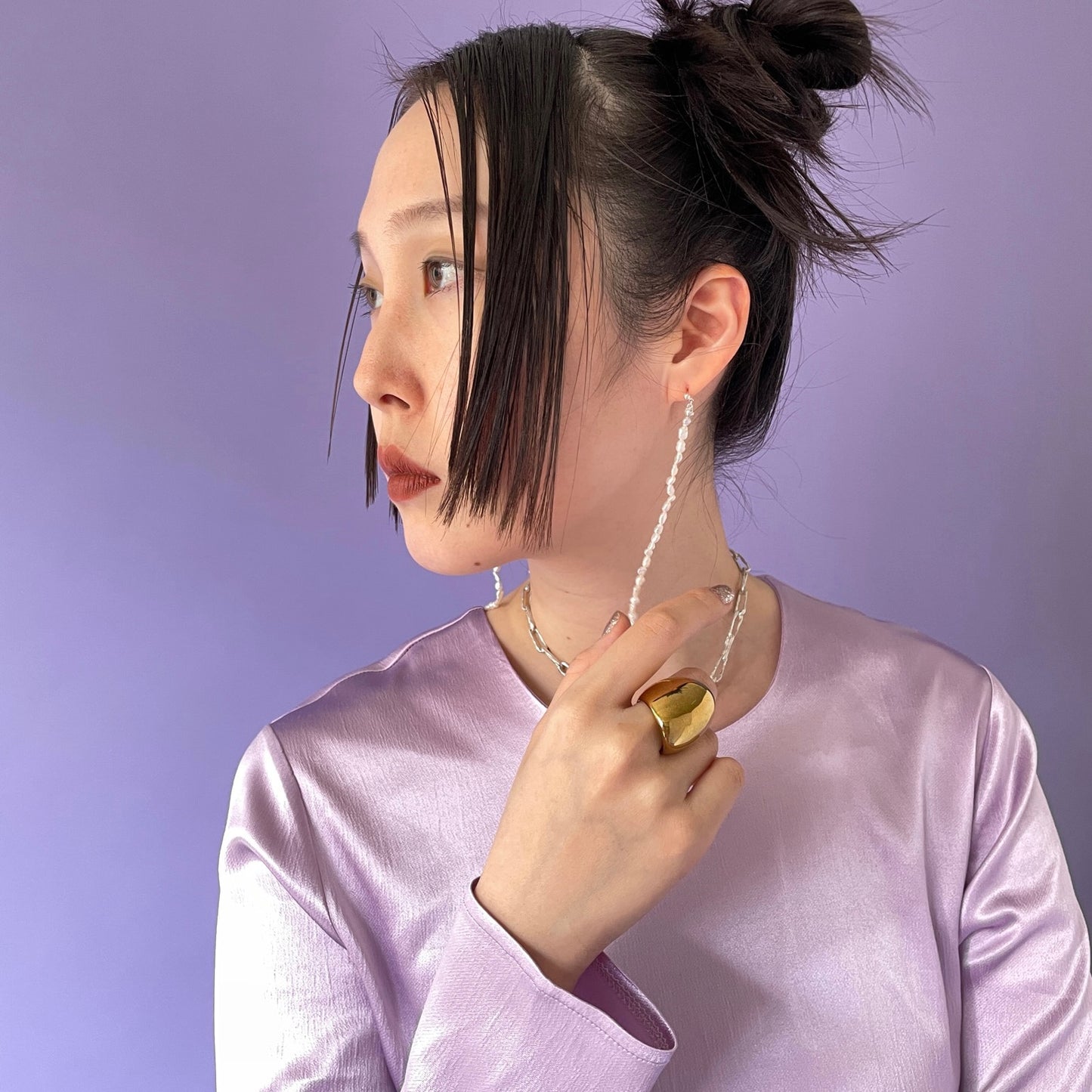 [ small aurora pearl ] long-length piercings