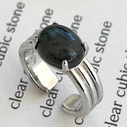 [ blue labradorite ] trois gold