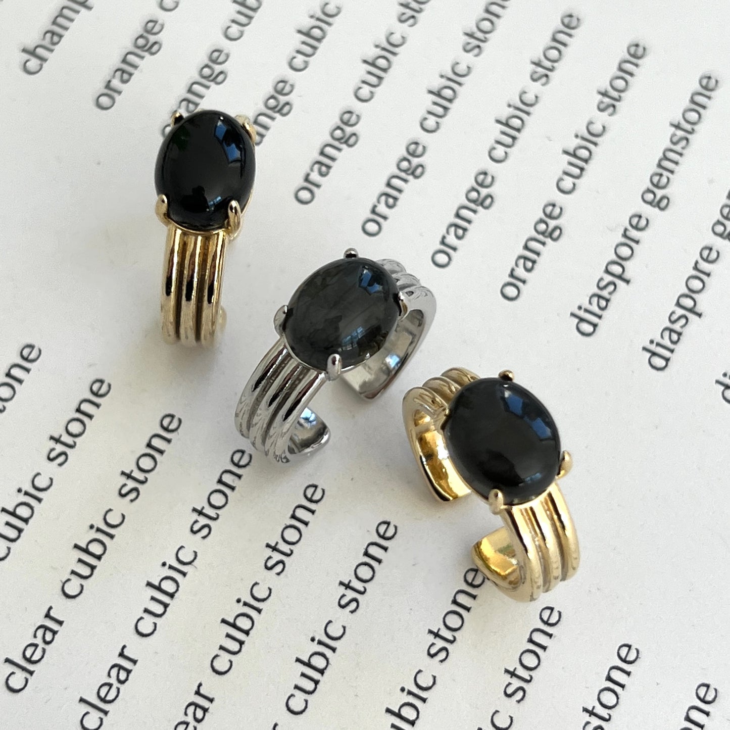 [ blue labradorite ] trois gold