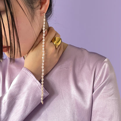 [ small aurora pink pearl ] long-length piercings