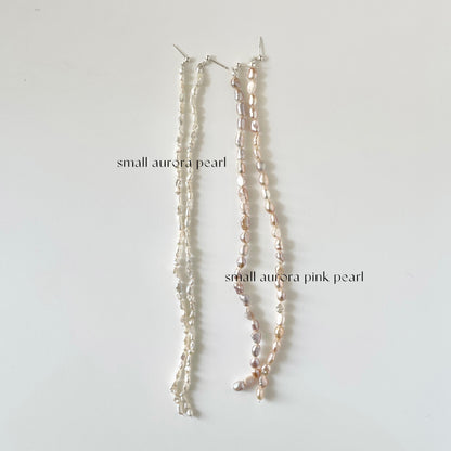 [ small aurora pink pearl ] long-length piercings