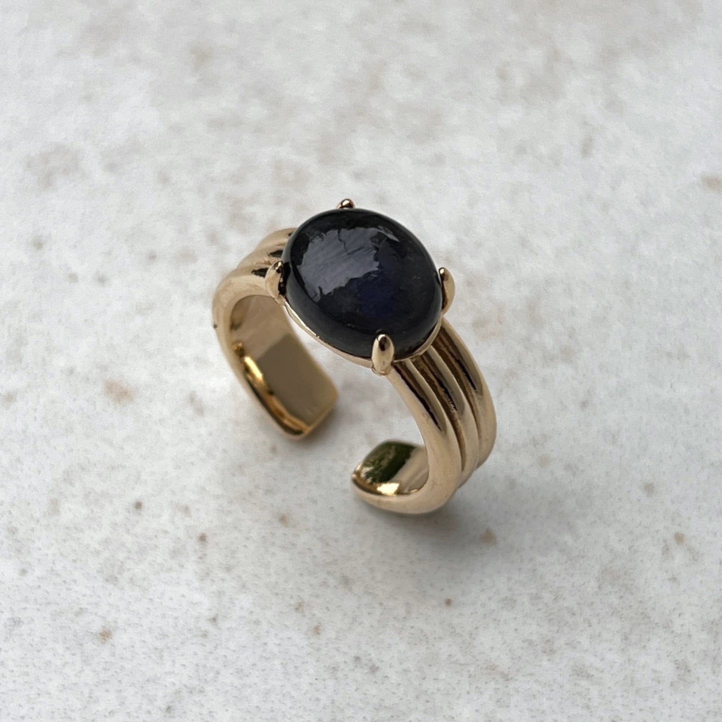 [ blue labradorite ] trois gold