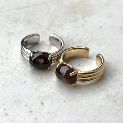 [ smoky quartz ] trois gold