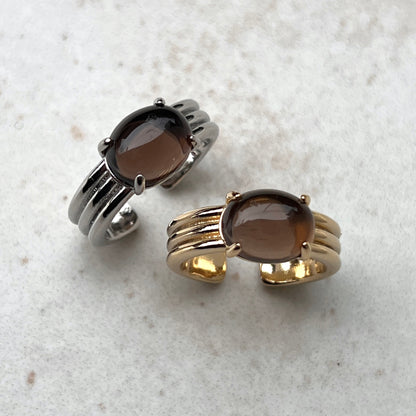 [ smoky quartz ] trois silver
