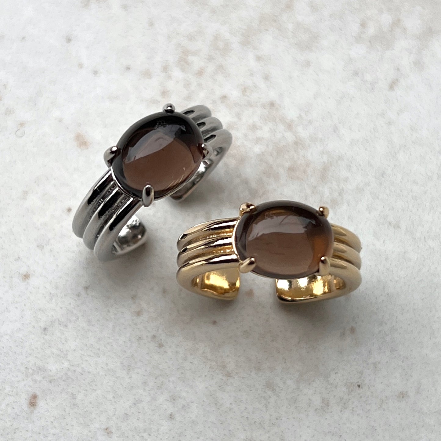 [ smoky quartz ] trois gold