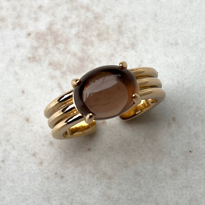 [ smoky quartz ] trois gold