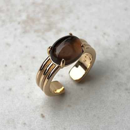 [ smoky quartz ] trois gold