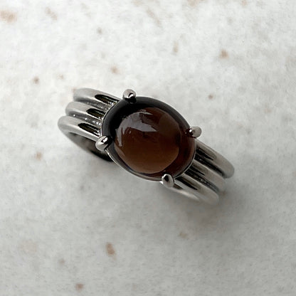 [ smoky quartz ] trois silver