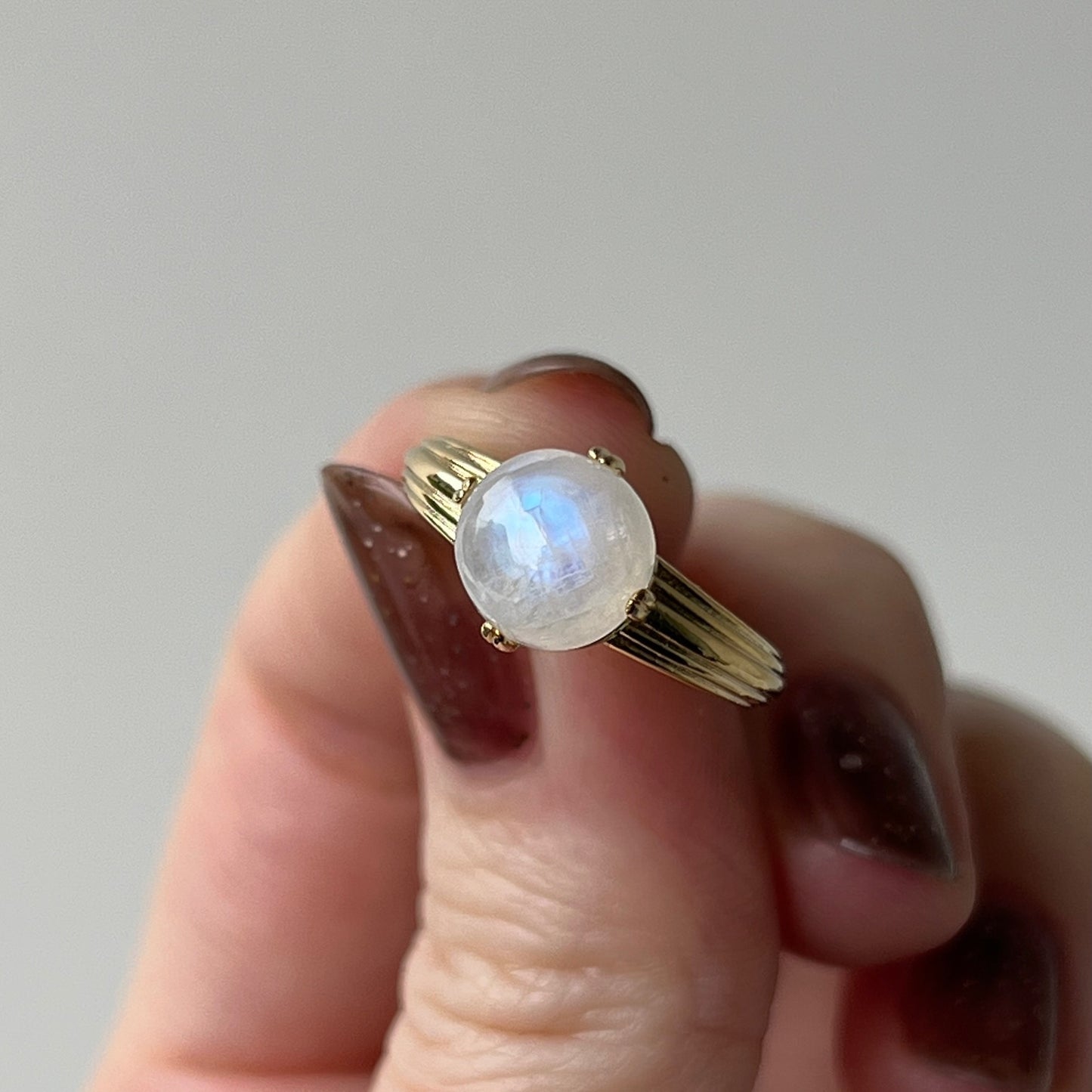 [ rainbow moon stone ] croissant gold