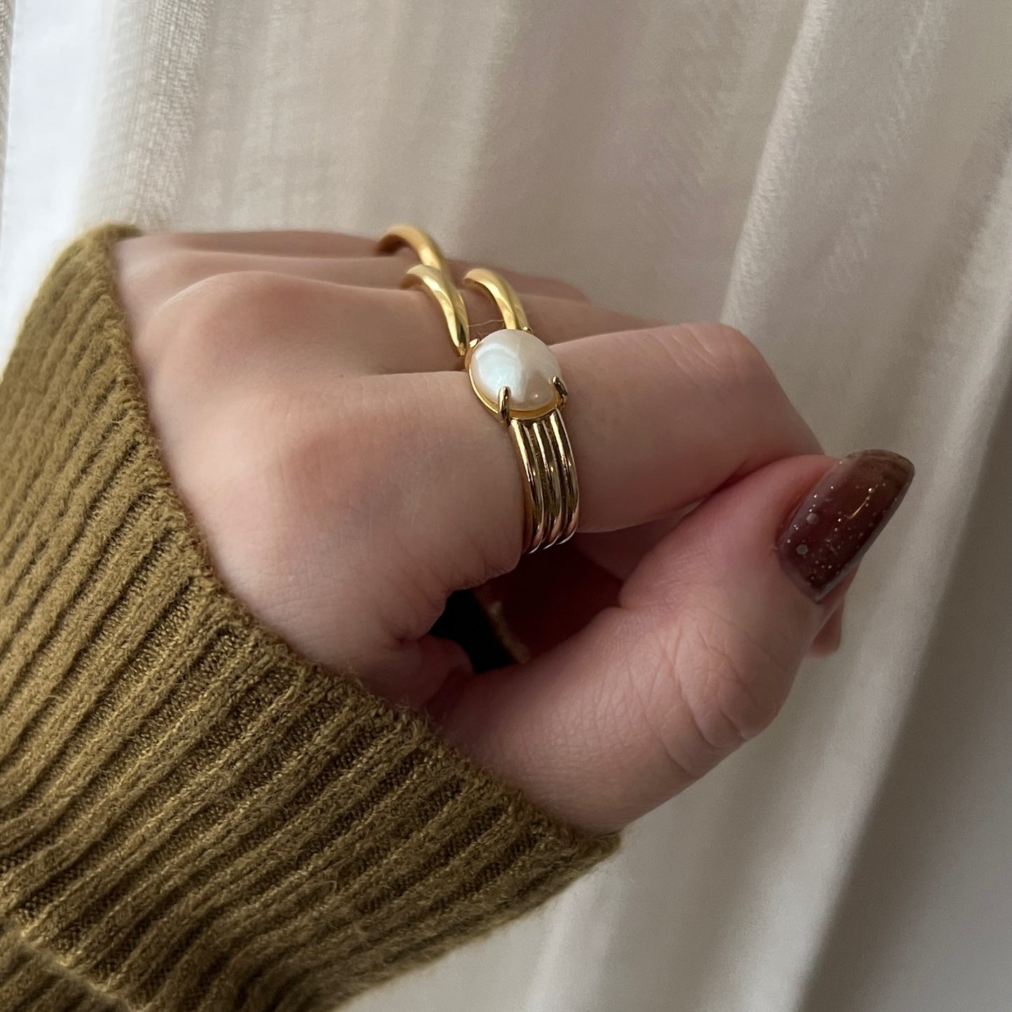 [ vintage pearl ] trois gold