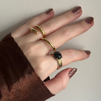 [ blue labradorite ] trois gold