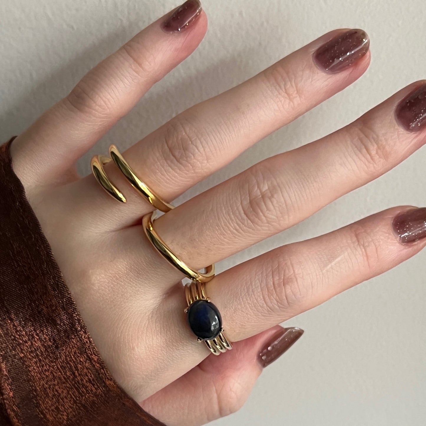 [ blue labradorite ] trois gold