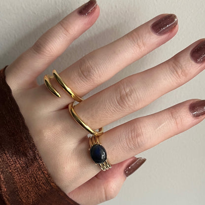 [ blue labradorite ] trois gold