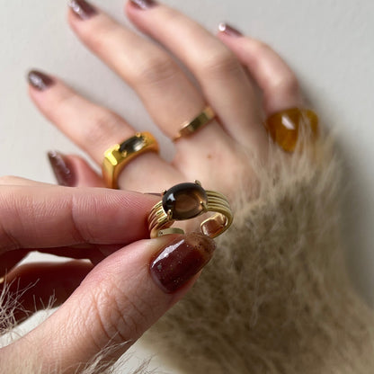 [ smoky quartz ] trois gold