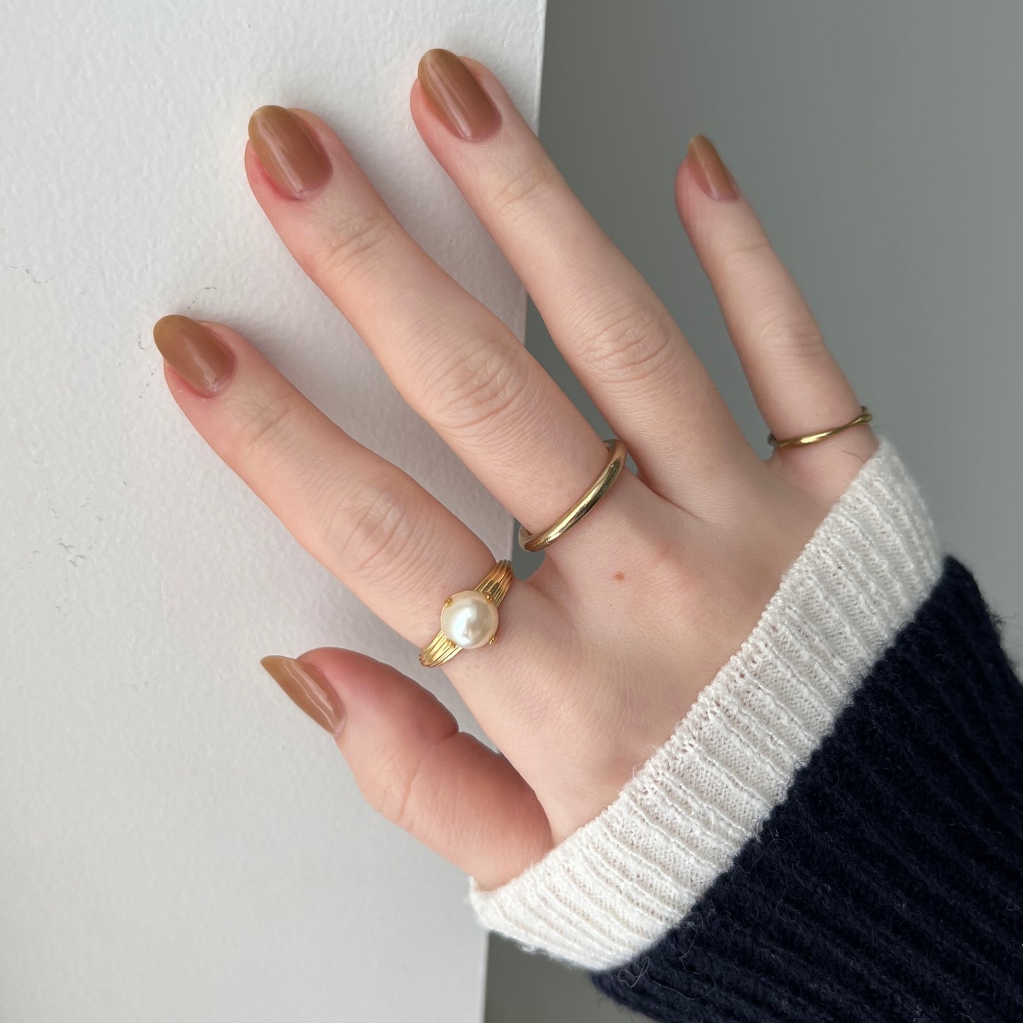 [ vintage pearl ] croissant gold